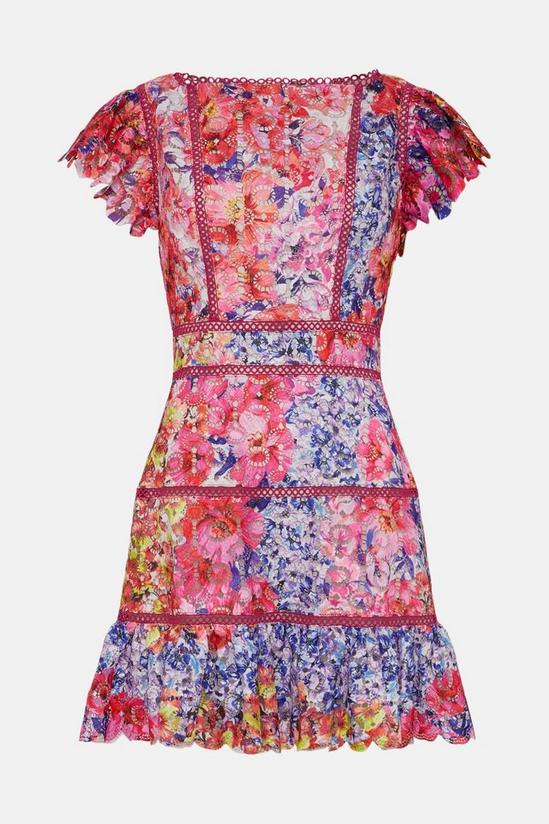 Coast Printed Lace Mini Dress With Trims 4