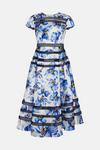 Coast Geo Lace Trim Printed Midi Dress In Twill thumbnail 4