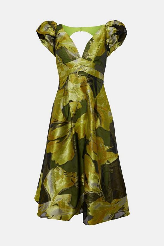 Coast V Neck Jacquard Dress With Frill Shoulder 4
