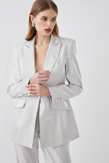 Related Product Shimmer Metallic Single Breasted Blazer