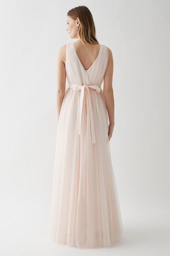 Coast Tulle Plunge Neck Princess Bridesmaids Dress With Bow 3