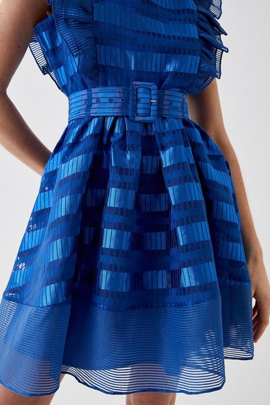 Coast Mini Stripe Jacquard Dress With Frill Sleeve & Belt 2