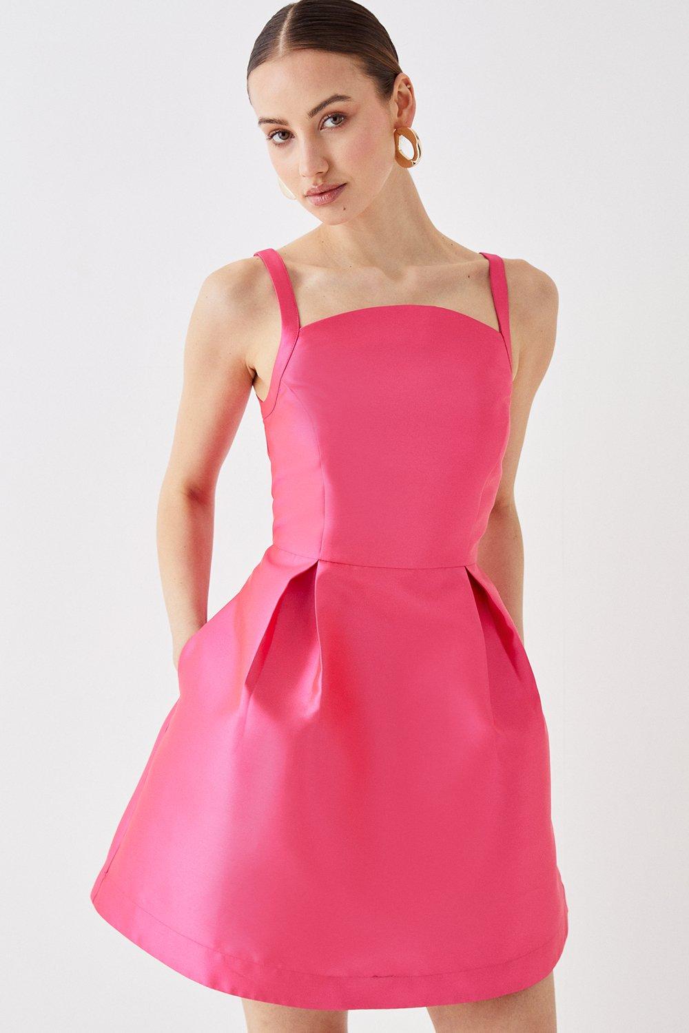 Low Back Twill Mini Dress - Pink