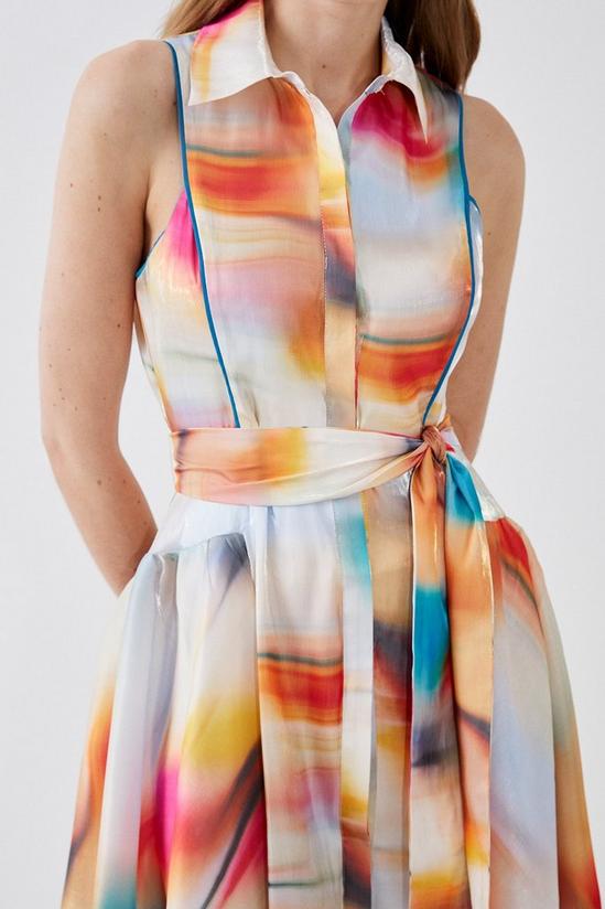 Coast Sleeveless Glossy Organza Shirt Dress In Print 3