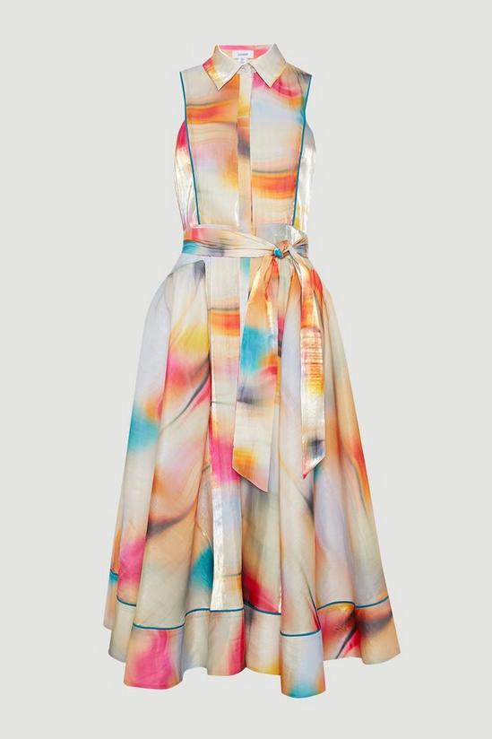 Coast Sleeveless Glossy Organza Shirt Dress In Print 4