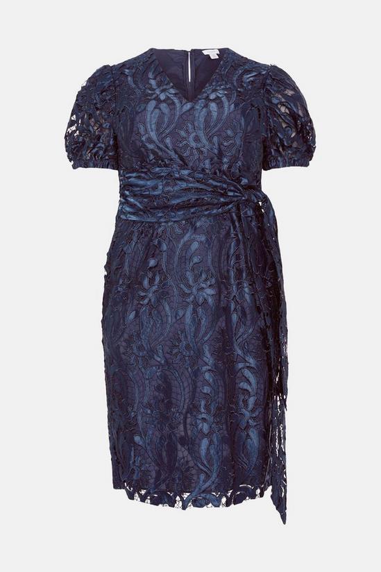 Coast Plus Size Pencil Dress In Satin Lace With Buttons & Tie 4