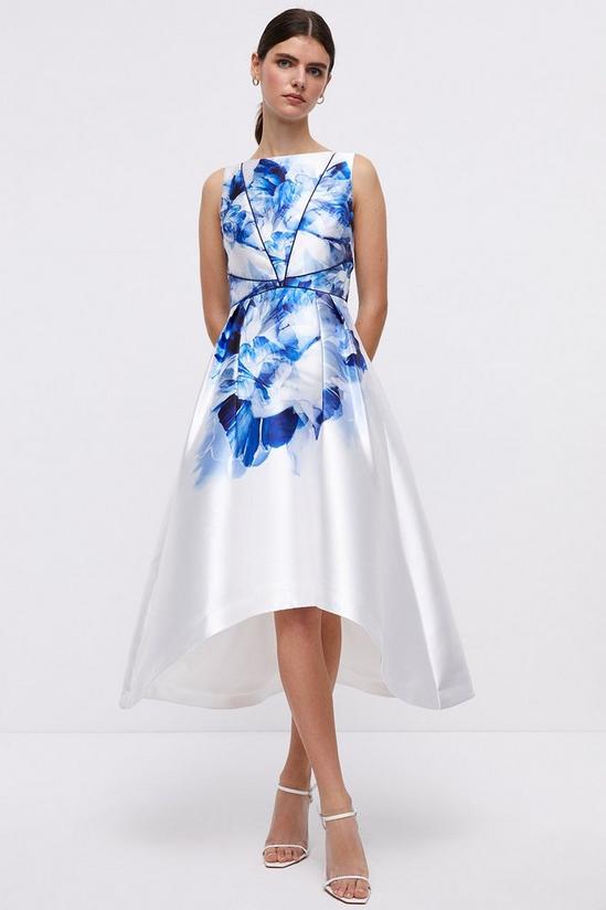 Coast Dip Back Midi Dress In Twill With Piping 1