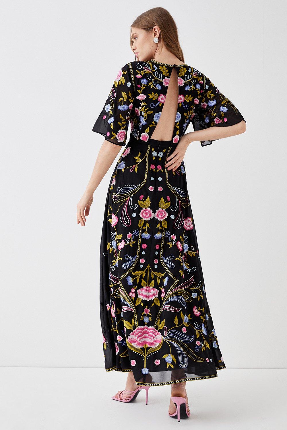 Dresses | Angel Sleeve Embroidered Maxi Dress | Coast