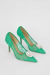 Coast Jewelled Brooch Detail Lace Heeled Court Shoe thumbnail 3