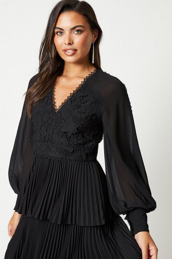 Coast Georgette Lace Tiered Midi Dress With Blouson Sleeve 2