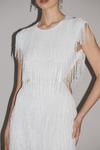 Coast Iridescent Ivory Premium Embellished Fringe Midi Dress thumbnail 3