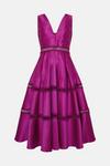 Coast Plunge Neck Twill Midi Dress With Lace Trims thumbnail 4