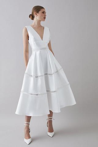 Simple Summer: White Pencil Dress + Layered Pearls - Extra Petite