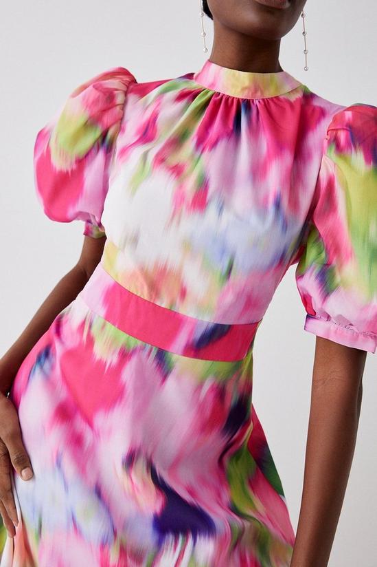Coast Blurred Floral Puff Sleeve Cutout Back Midi Dress 2