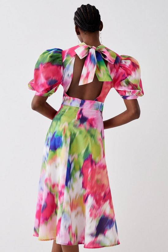 Coast Blurred Floral Puff Sleeve Cutout Back Midi Dress 3