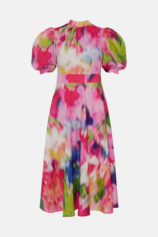 Coast Blurred Floral Puff Sleeve Cutout Back Midi Dress 4