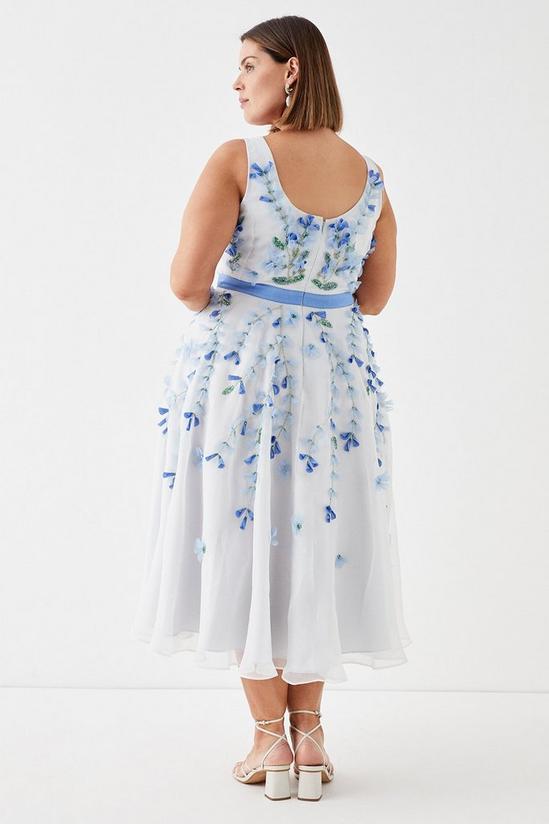 Coast Plus Size Plunge Organza 3d Floral Full Skirt Midi Dress 4