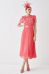 Coast Premium Floral Satin Lace Pleat Skirt Midi Dress thumbnail 1