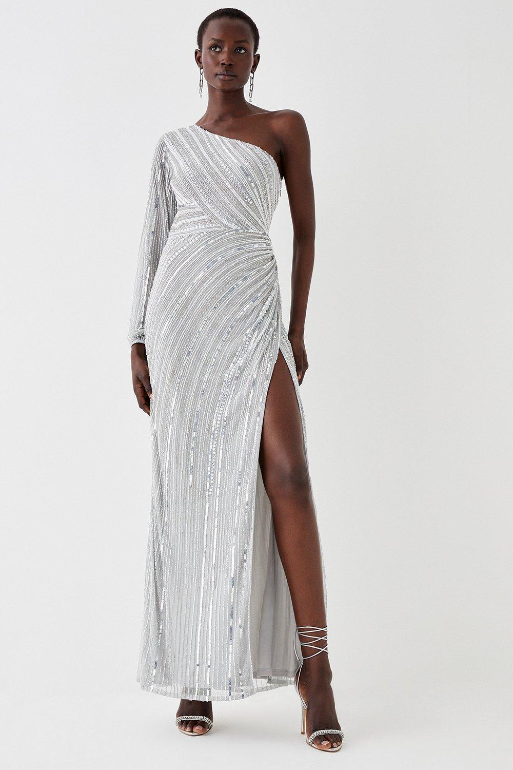 Silver one 2024 shoulder gown