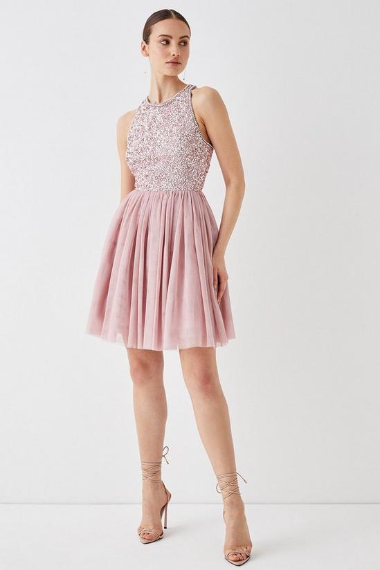 Coast Mini Tulle Skirt Embellished Bodice Prom Dress 3