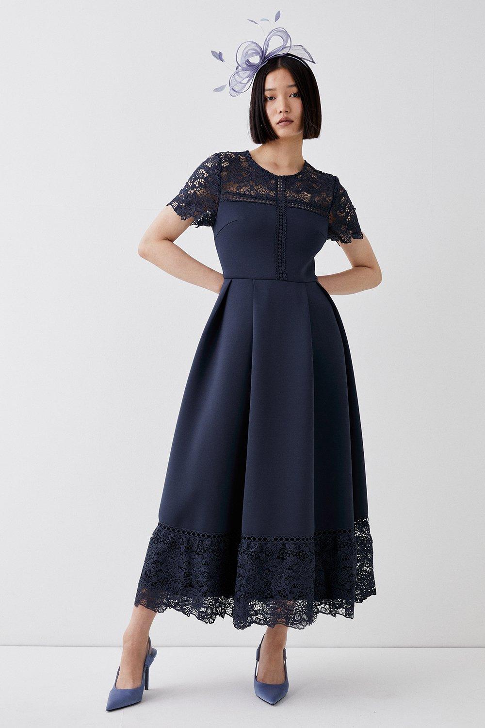 Navy Lace Midi Dress