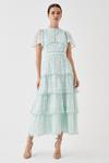 Coast Petite Tiered Lace Dress With Flutter Sleeve & Trims thumbnail 1