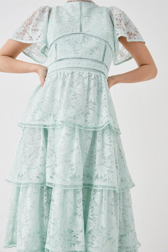 Coast Petite Tiered Lace Dress With Flutter Sleeve & Trims 2