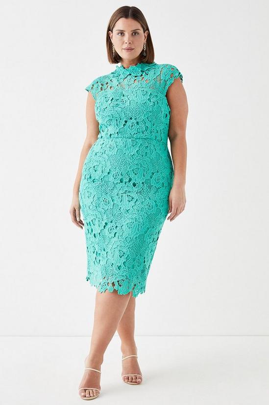 Coast Plus Size Lace Pencil Dress With Applique Neckline 1