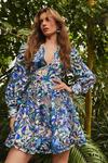 Coast Alexandra Farmer Printed Lace Blouson Sleeve Mini Dress thumbnail 1