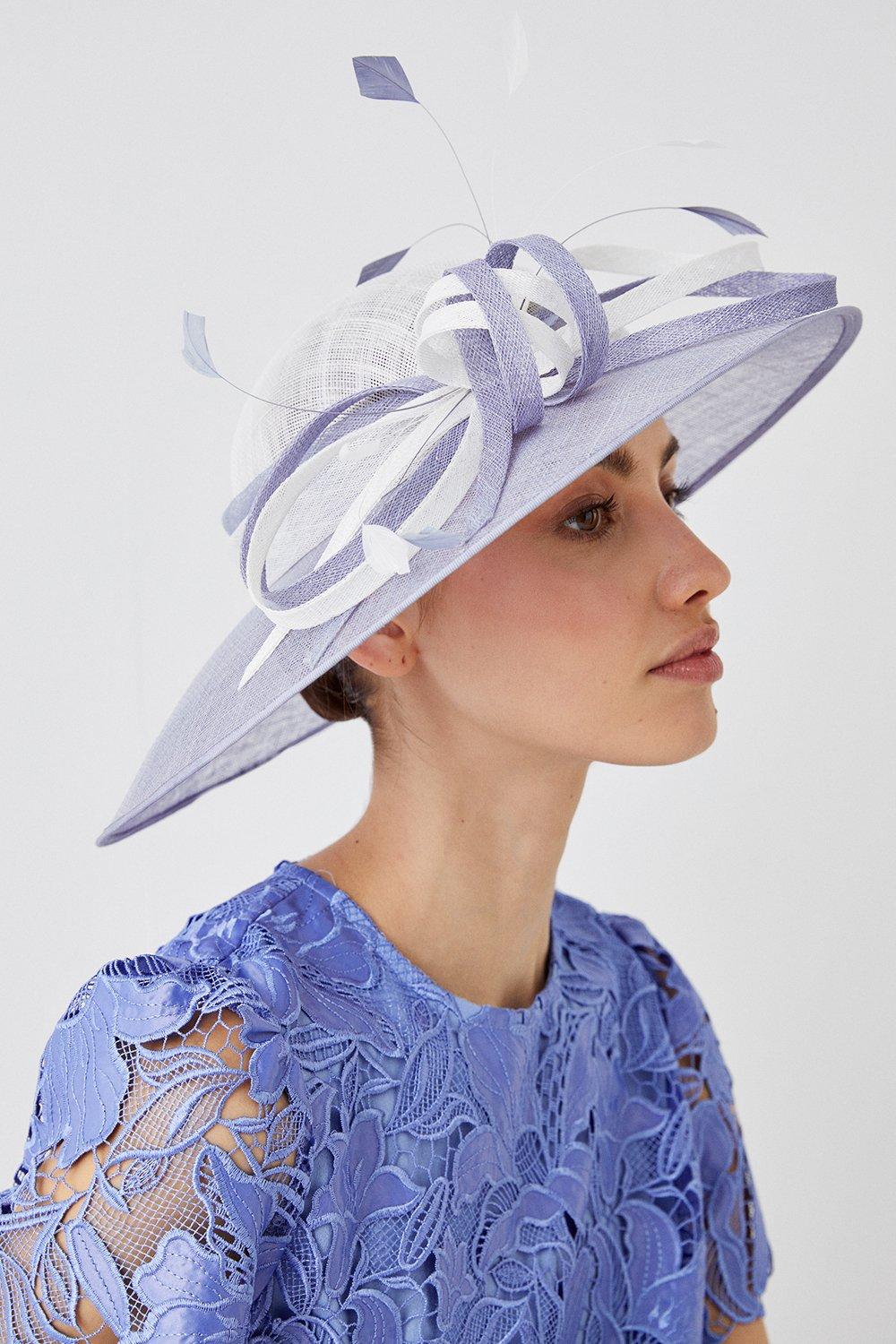 Loop And Feather Two Tone Hat - Dusty Blue