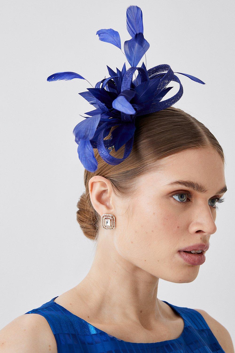 Feather And Loop Hair Clip - Blue