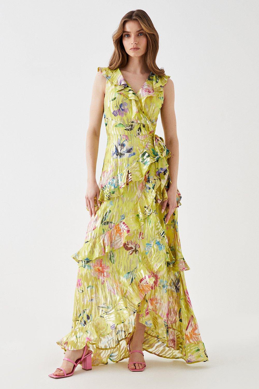 Leith ruffle 2024 wrap maxi dress