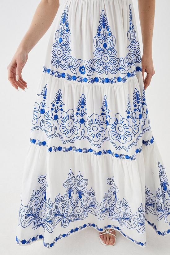 Coast Tiered Contrast Embroidered Square Neck Maxi Dress 3
