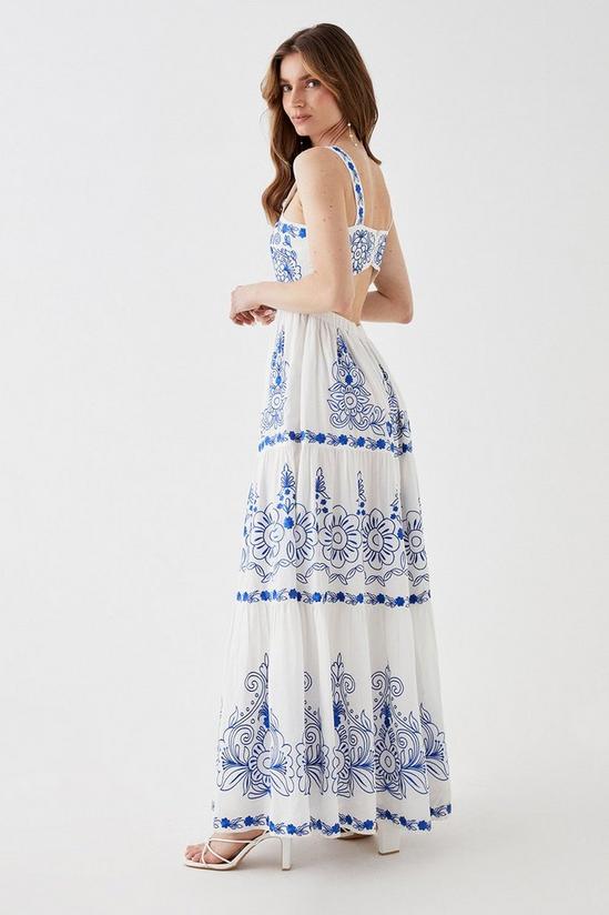 Coast Tiered Contrast Embroidered Square Neck Maxi Dress 4