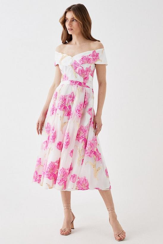 Mid-Length Jacquard Bardot Fit And Flare Dress. VO2283 - Catherines of  Partick