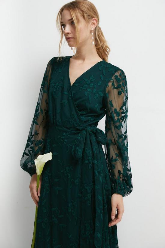 Coast Floral Embroidered Wrap Bridesmaid Dress 2