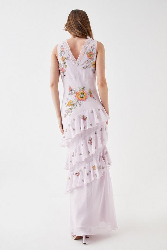 Coast Embellished Lace V Neck Frill Maxi Dress 3