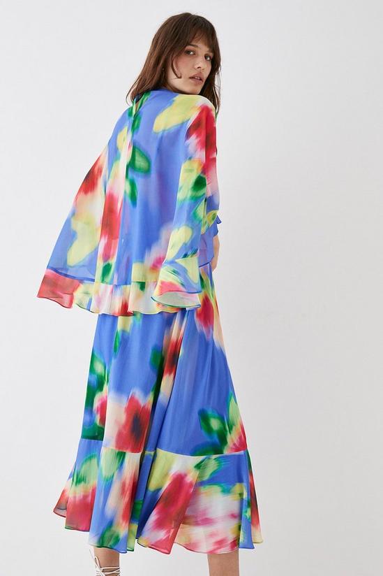 Coast Printed Cape Sleeve Frill Midi Dress 4