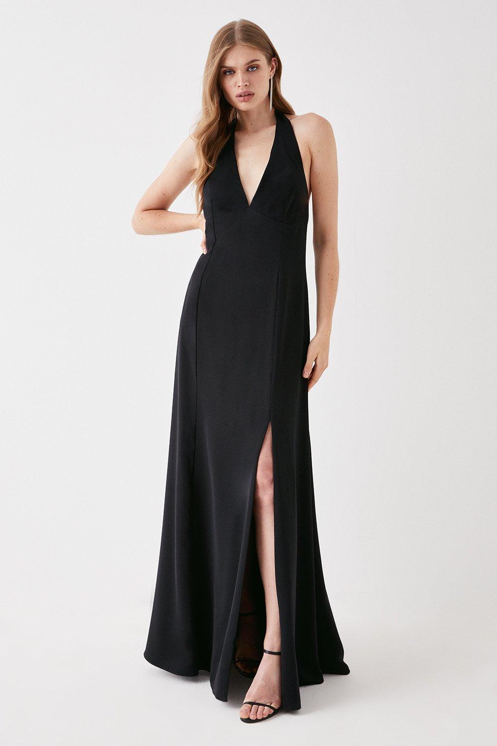 Halterneck Maxi Dress - Black