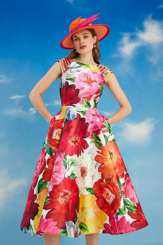 Coast Lisa Tan Multi Strap Floral Midi Dress 1