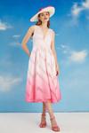 Coast Lisa Tan Plunge Neck Textured Ombre Midi Dress thumbnail 1