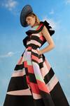 Coast Lisa Tan Geo Stripe Ruffle Shoulder Midi Dress thumbnail 1
