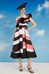 Coast Lisa Tan Geo Stripe Ruffle Shoulder Midi Dress thumbnail 2