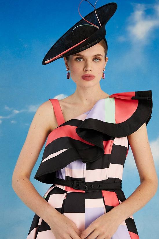 Coast Lisa Tan Geo Stripe Ruffle Shoulder Midi Dress 3