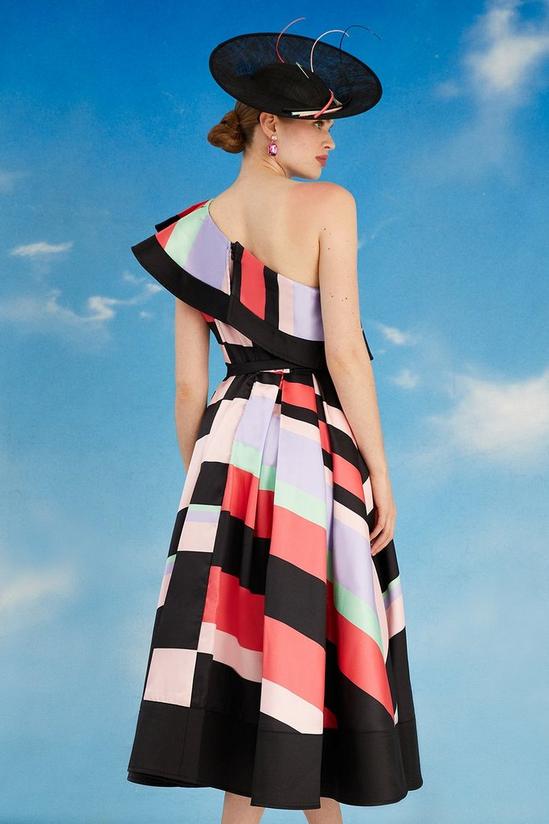 Coast Lisa Tan Geo Stripe Ruffle Shoulder Midi Dress 5