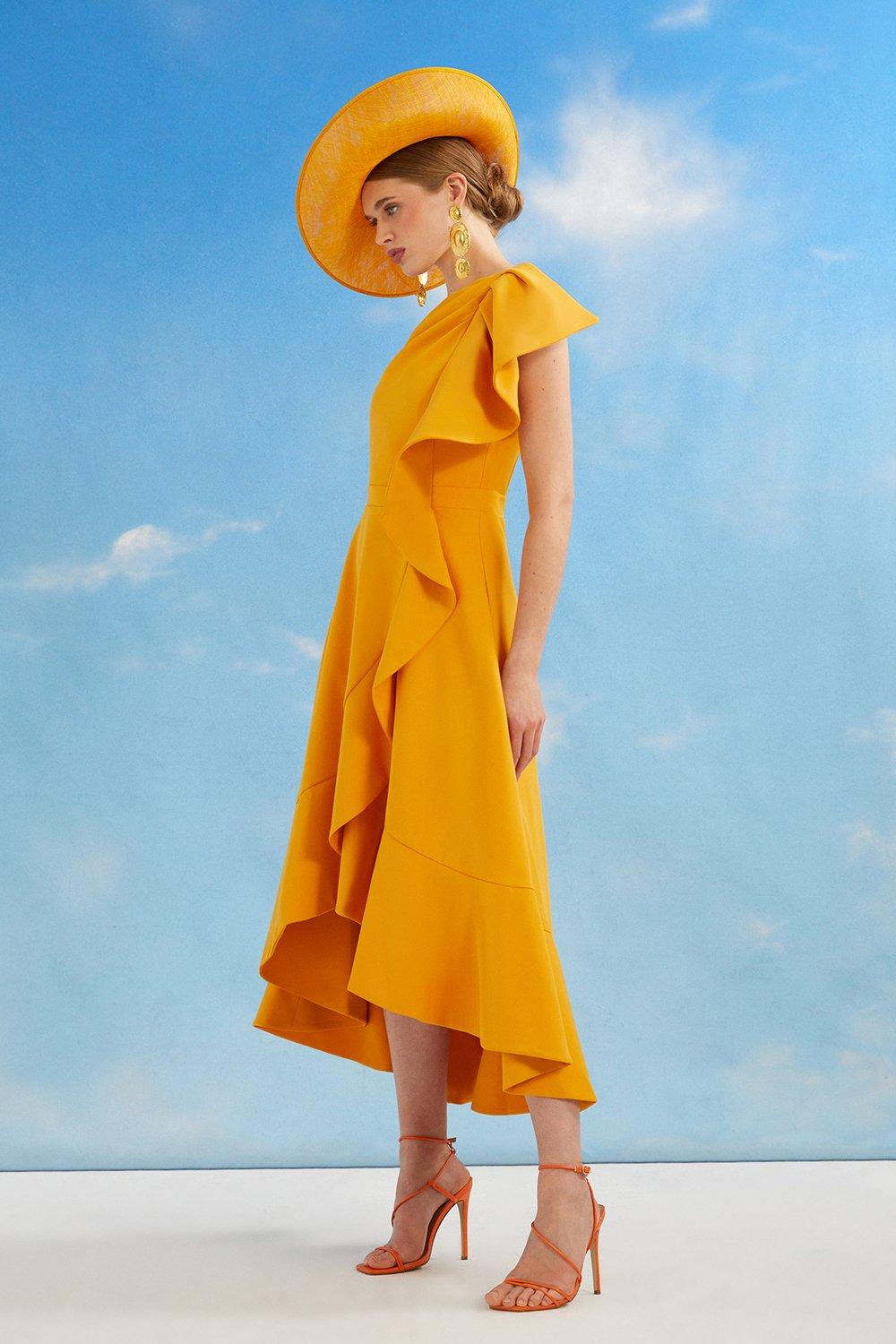 Lisa Tan Ruffle One Shoulder Dress - Orange