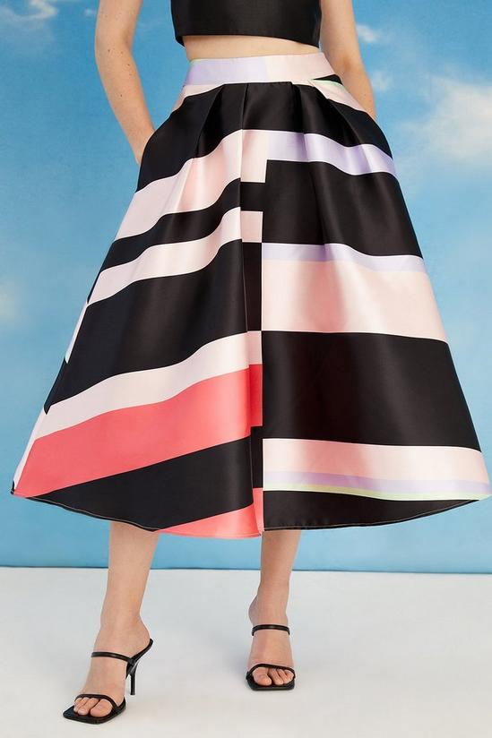 Coast Lisa Tan Geo Stripe Full Midi Skirt 3