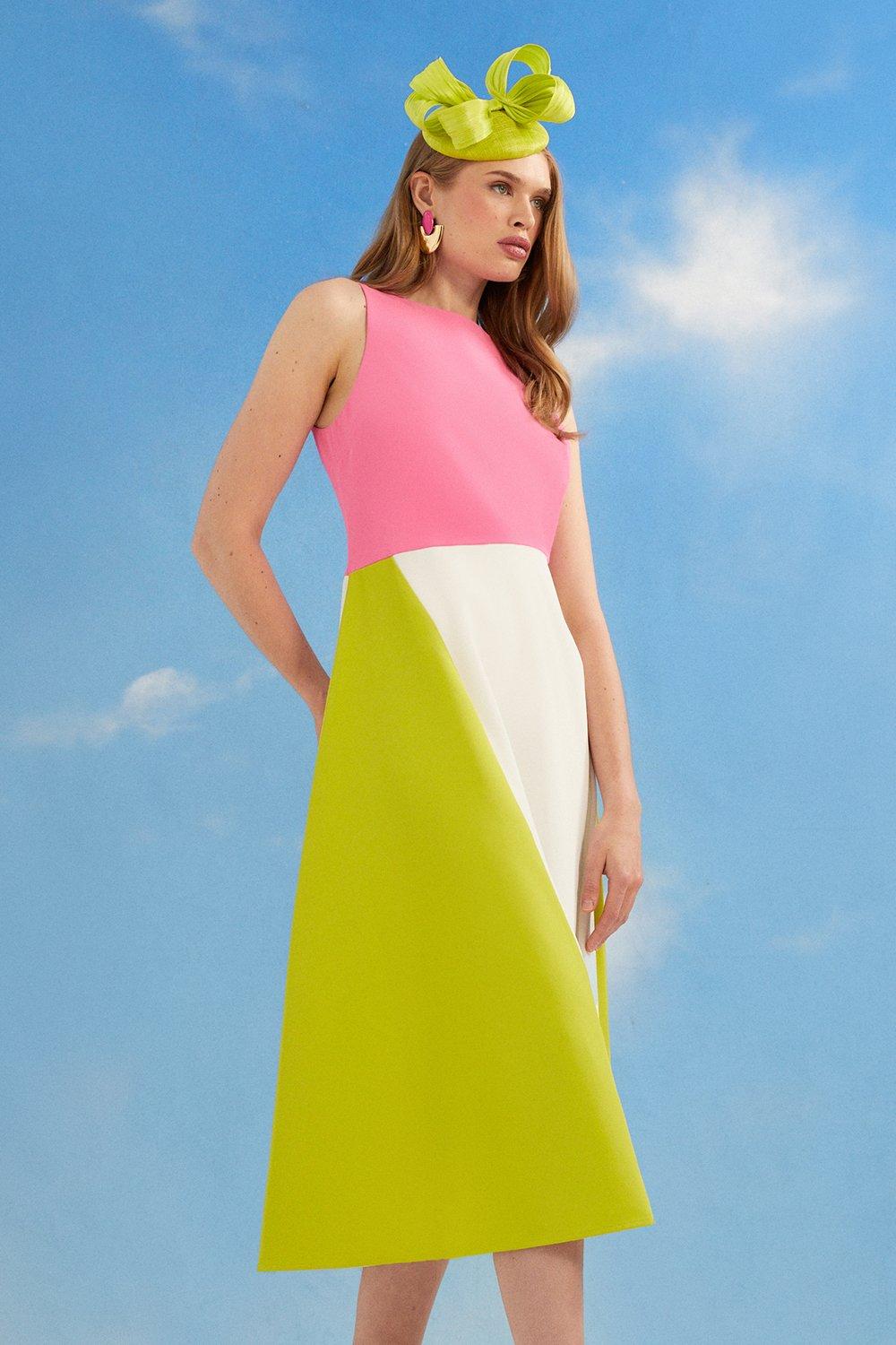 Lisa Tan Colour Block Midi Dress