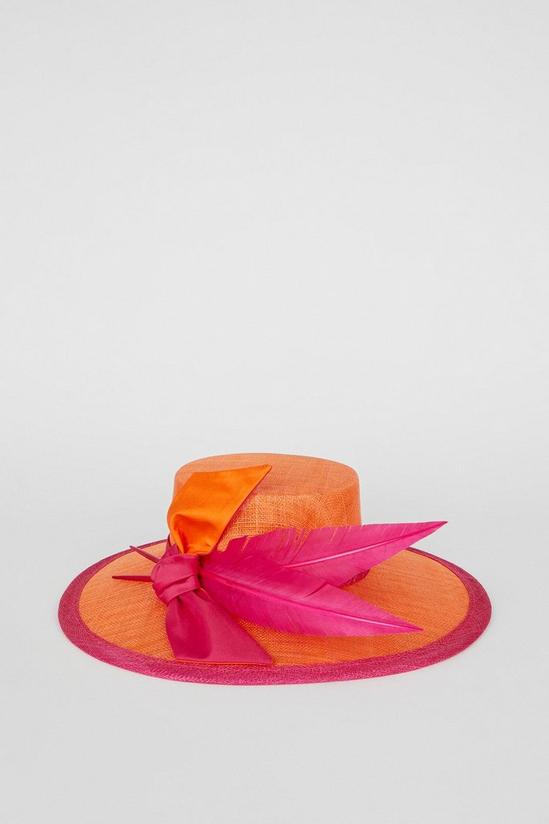 Coast Lisa Tan Feather And Bow Detail Boater Hat 2