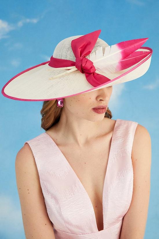 Coast Lisa Tan Ombre Feather And Bow Detail Wide Brim Hat 1